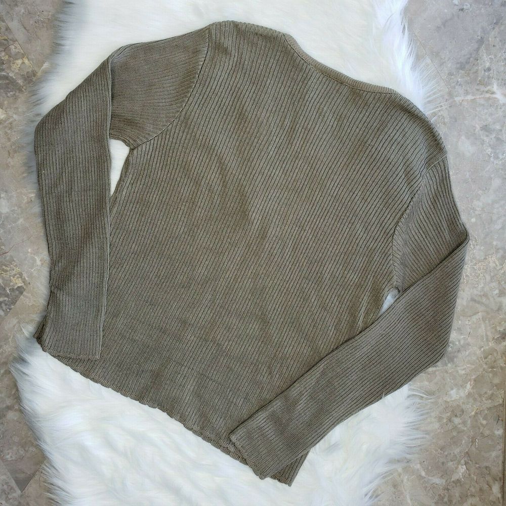 VINTAGE CLIO Gold Brown Light Knit Cardigan Sz Sm - Picture 2 of 9